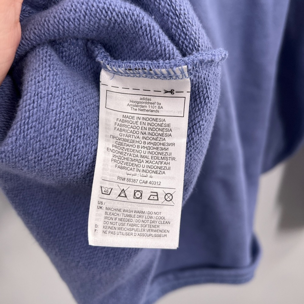 Adidas Periwinkle Cropped Hoodie Hem Detail pullover lounge casual sporty top S - Picture 10 of 10